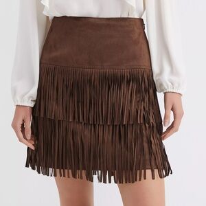 LOFT Fringe Faux Suede Mini Skirt